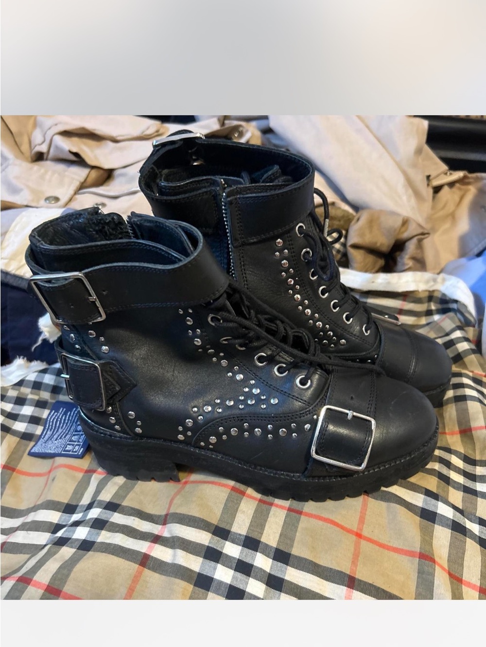 Kooples up town Studded Combat Boots with Buckles